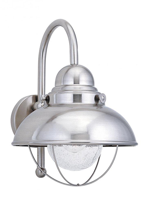 Generation Lighting Sebring transitional 1-light outdoor exterior large wall lantern sconce in brushed stainless silver | 8871-98
