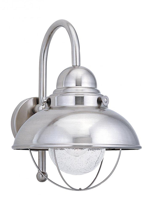 Generation Lighting Sebring transitional 1-light outdoor exterior large wall lantern sconce in brushed stainless silver
