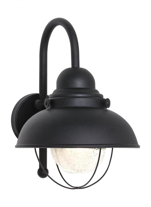 Generation Lighting Sebring transitional 1-light LED outdoor exterior large wall lantern sconce in black finish with cle