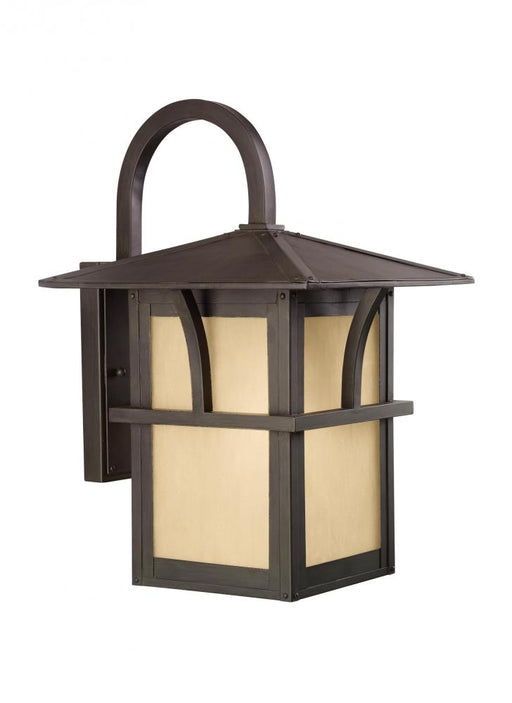 Generation Lighting Medford Lakes transitional 1-light LED outdoor exterior large wall lantern sconce in statuary bronze