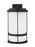 Generation Lighting Wilburn modern 1-light outdoor exterior extra large wall lantern sconce in black finish with satin e