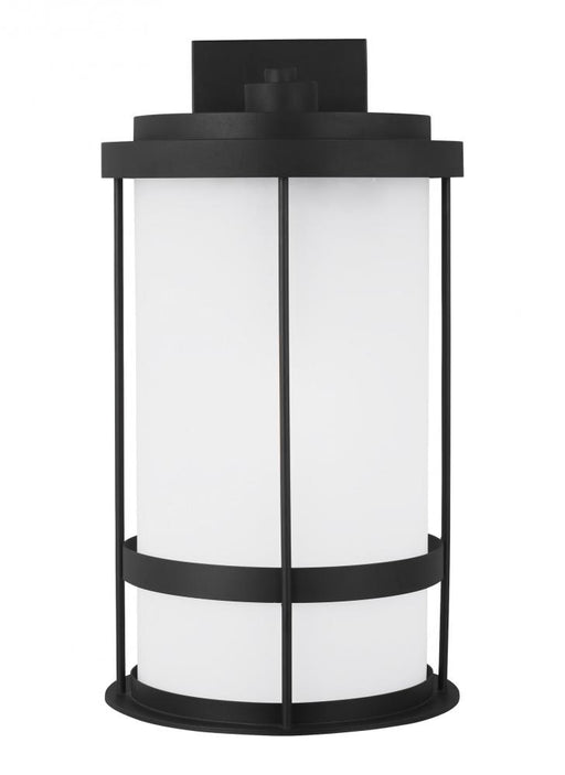 Generation Lighting Wilburn modern 1-light outdoor exterior Dark Sky compliant extra large wall lantern sconce in black