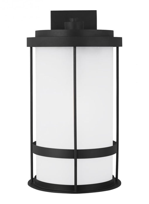 Generation Lighting Wilburn modern 1-light LED outdoor exterior Dark Sky compliant extra large wall lantern sconce in bl