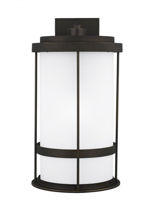 Generation Lighting Wilburn modern 1-light LED outdoor exterior extra large wall lantern sconce in antique bronze finish