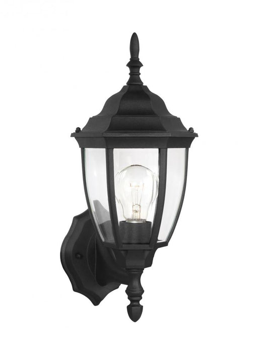 Generation Lighting Bakersville traditional 1-light outdoor exterior wall lantern in black finish with clear curved beve