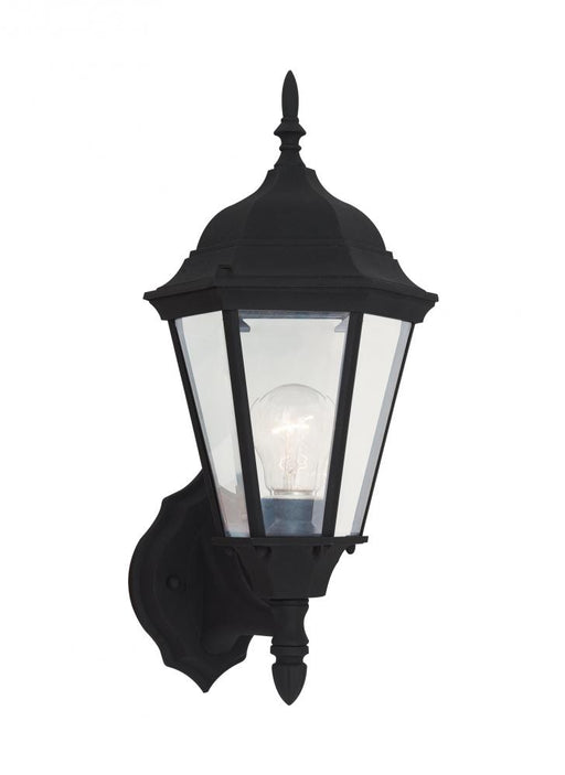 Generation Lighting Bakersville traditional 1-light outdoor exterior wall lantern in black finish with clear beveled gla