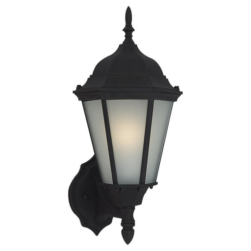 Generation Lighting Bakersville traditional 1-light outdoor exterior wall lantern sconce in black finish with satin etch