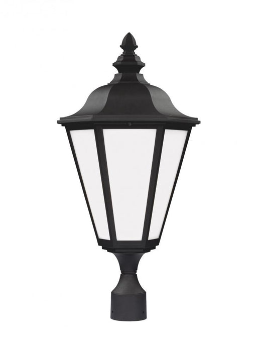 Generation Lighting Brentwood traditional 1-light outdoor exterior post lantern in black finish with smooth white glass