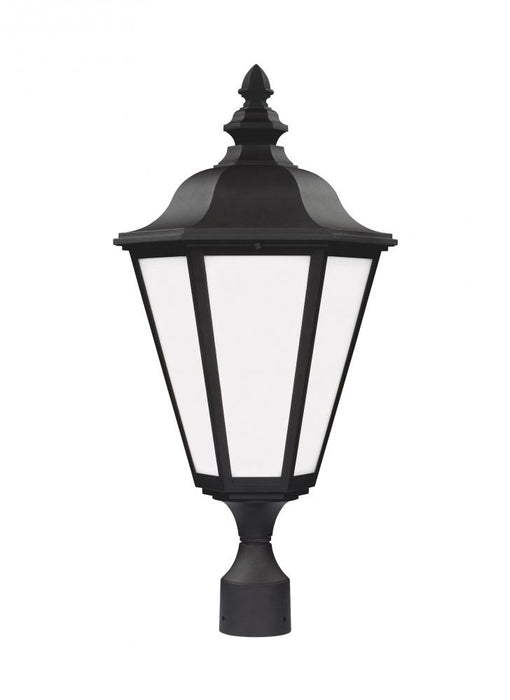 Generation Lighting Brentwood traditional 1-light LED outdoor exterior post lantern in black finish with smooth white gl