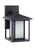 Generation Lighting Hunnington contemporary 1-light outdoor exterior small wall lantern in black finish with etched seed