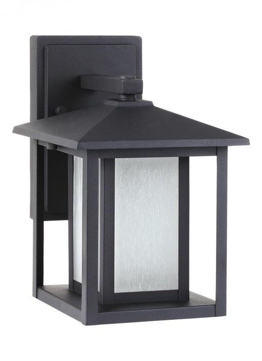 Generation Lighting Hunnington contemporary 1-light outdoor exterior small led outdoor wall lantern in black finish with