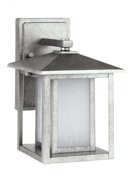 Generation Lighting Hunnington contemporary 1-light outdoor exterior small led outdoor wall lantern in weathered pewter | 8902997S-57