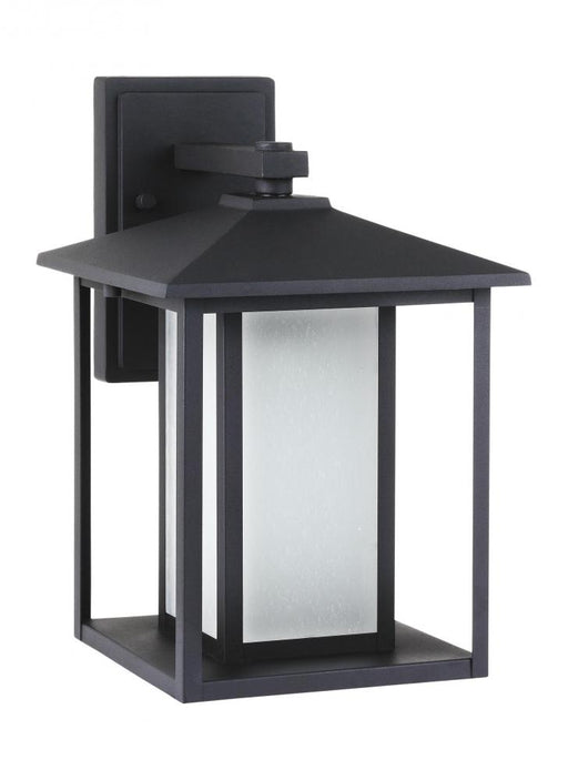 Generation Lighting Hunnington contemporary 1-light outdoor exterior large led outdoor wall lantern in black finish with