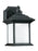 Generation Lighting Wynfield traditional 1-light LED outdoor exterior wall lantern sconce in black finish with frosted g