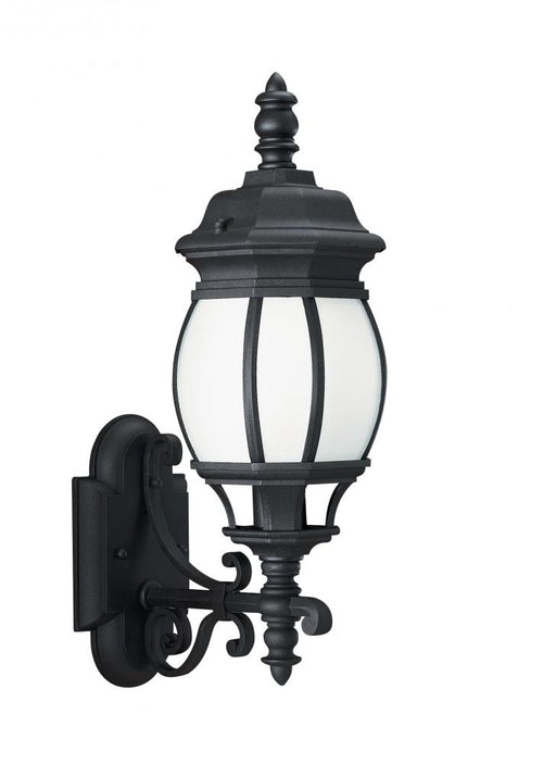 Generation Lighting Wynfield traditional 1-light LED outdoor exterior medium wall lantern sconce in black finish with fr