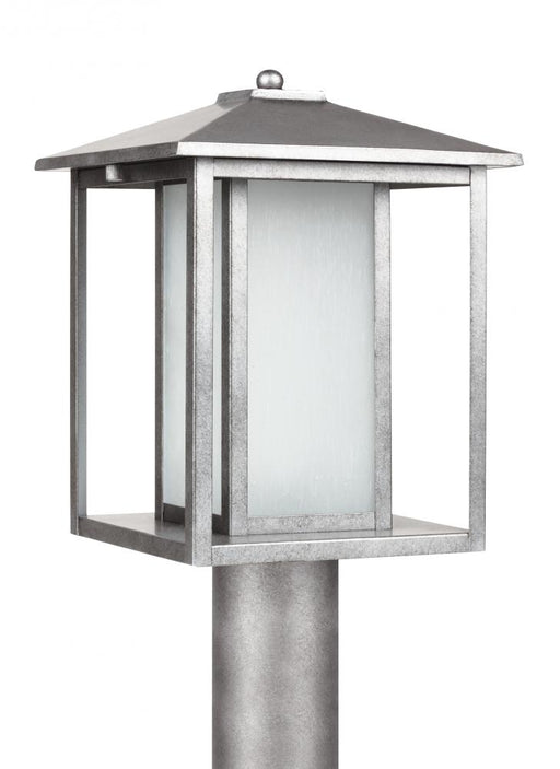 Generation Lighting Hunnington contemporary 1-light outdoor exterior post lantern in weathered pewter grey finish with e