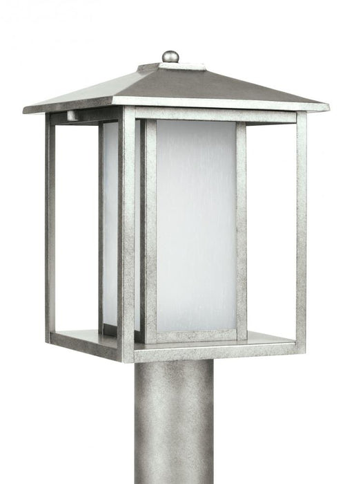 Generation Lighting Hunnington contemporary 1-light LED outdoor exterior post lantern in weathered pewter grey finish wi | 89129EN3-57