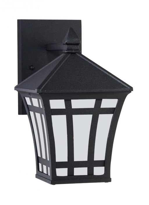 Generation Lighting Herrington transitional 1-light LED outdoor exterior small wall lantern sconce in black finish with