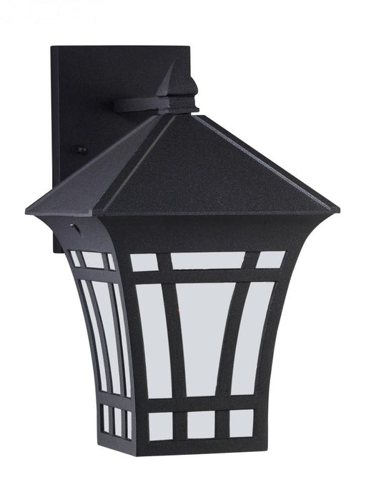 Generation Lighting Herrington transitional 1-light outdoor exterior medium wall lantern sconce in black finish with etc