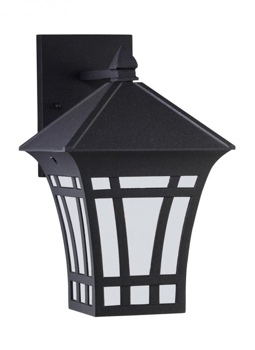 Generation Lighting Herrington transitional 1-light LED outdoor exterior medium wall lantern sconce in black finish with