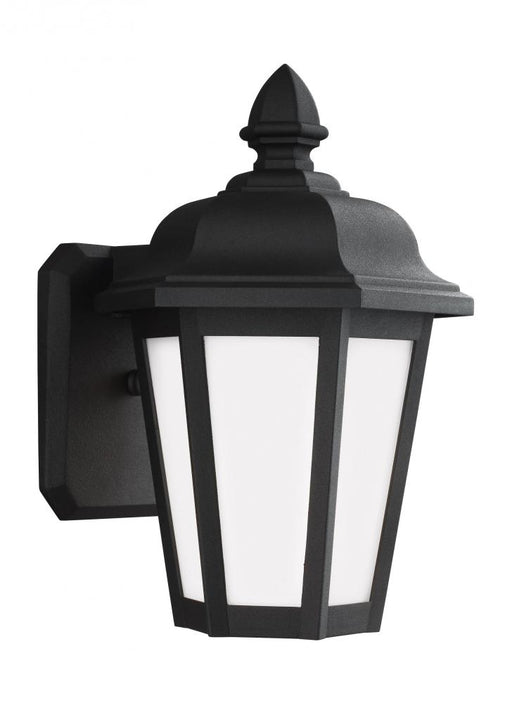 Generation Lighting Brentwood traditional 1-light outdoor exterior small wall lantern sconce in black finish with smooth