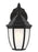 Generation Lighting Bakersville traditional 1-light LED outdoor exterior small round wall lantern sconce in black finish