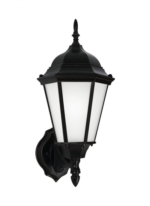 Generation Lighting Bakersville traditional 1-light LED outdoor exterior wall lantern sconce in black finish with satin