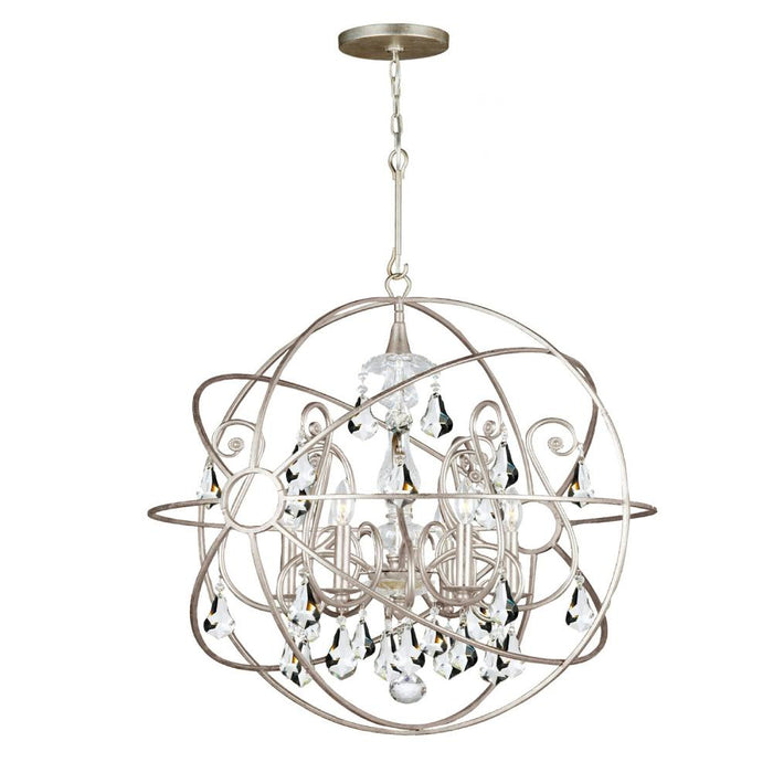 Crystorama Solaris 5 Light Swarovski Strass Crystal Olde Silver Sphere Chandelier