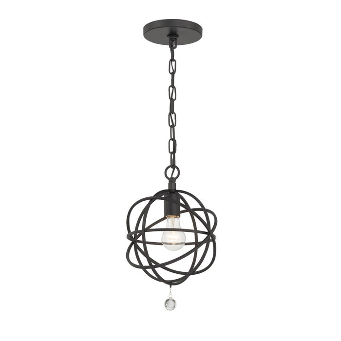 Crystorama Solaris 1 Light Black Mini Pendant