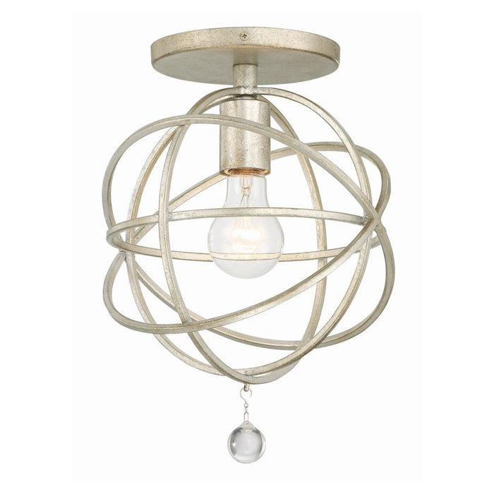 Crystorama Solaris 1 Light Olde Silver Semi Flush Mount