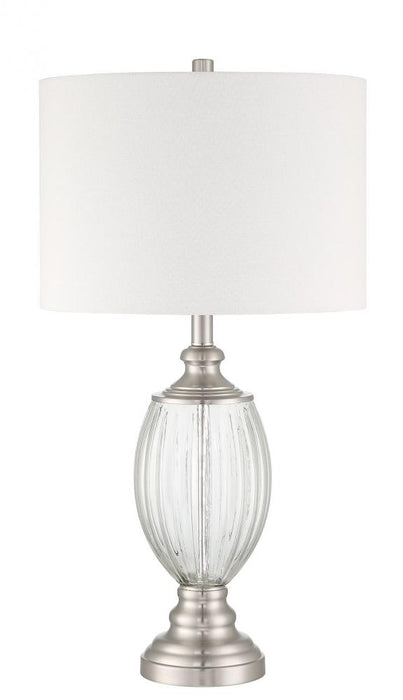 Craftmade 1 Light Glass/Metal Base Table lamp in Fluted Clear Glass/Brushed Polished Nickel