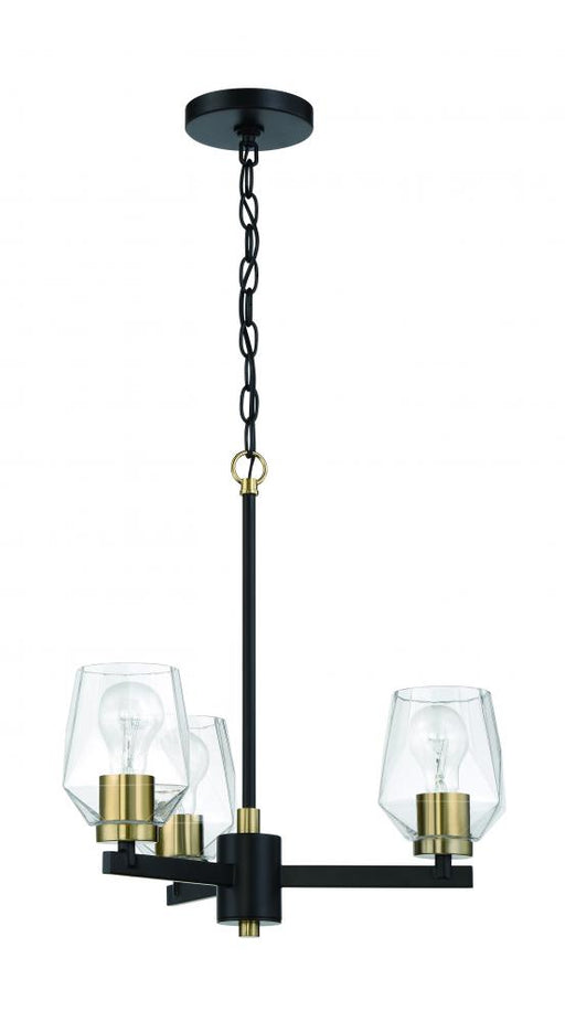 Craftmade Avante Grand 3 Light Chandelier in Flat Black/Satin Brass