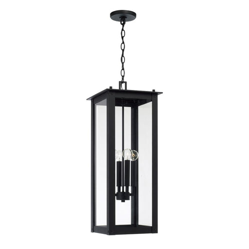 4-light Outdoor Rectangular Hanging Lantern In Black With Clear Glass | 934644BK