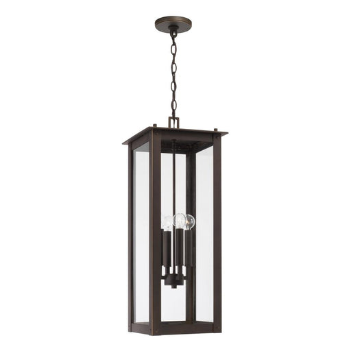 4-light Outdoor Rectangular Hanging Lantern In Oiled Bronze With Clear Glass | 934644OZ