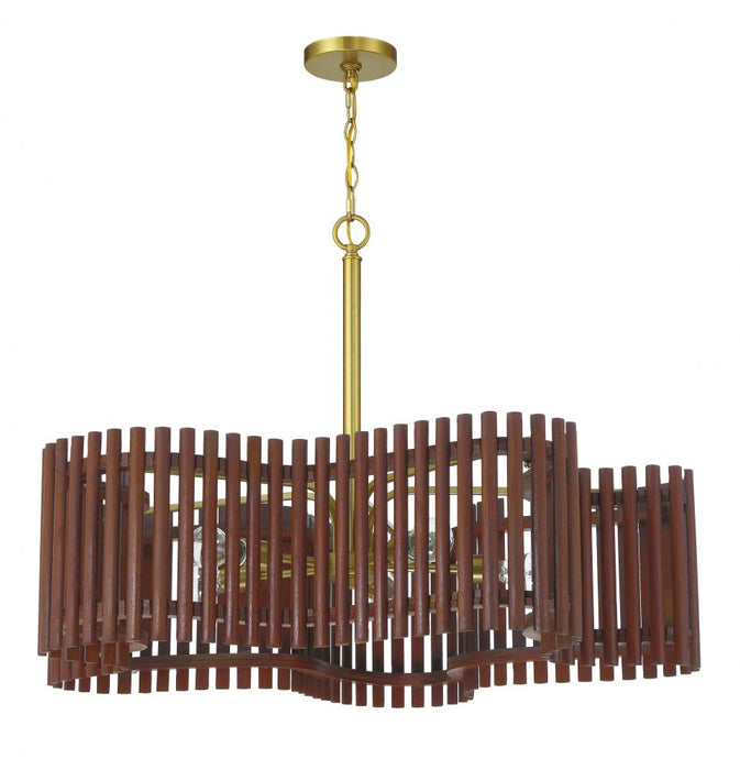 Craftmade Freeform 5 Light Large Chandelier in Satin Brass/Walnut