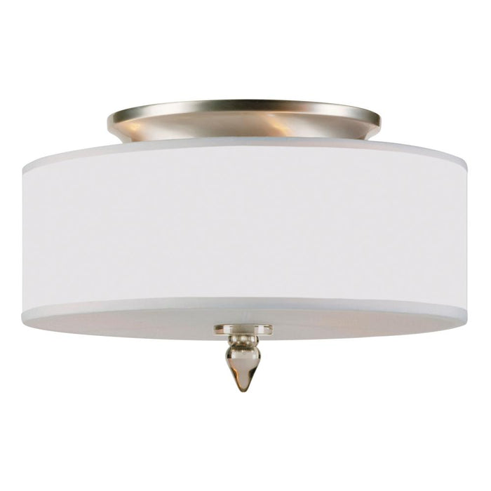 Crystorama Luxo 3 Light Drum Shade Satin Nickel Flush Mount