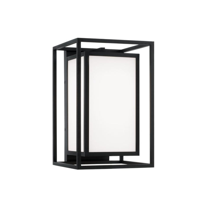 1-light Outdoor Modern Square Rectangle Wall Lantern In Black With Soft White Glass | 953111BK