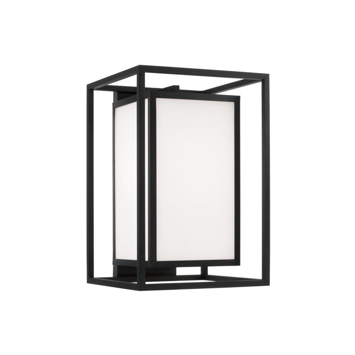 1-light Outdoor Modern Square Rectangle Wall Lantern In Black With Soft White Glass | 953112BK