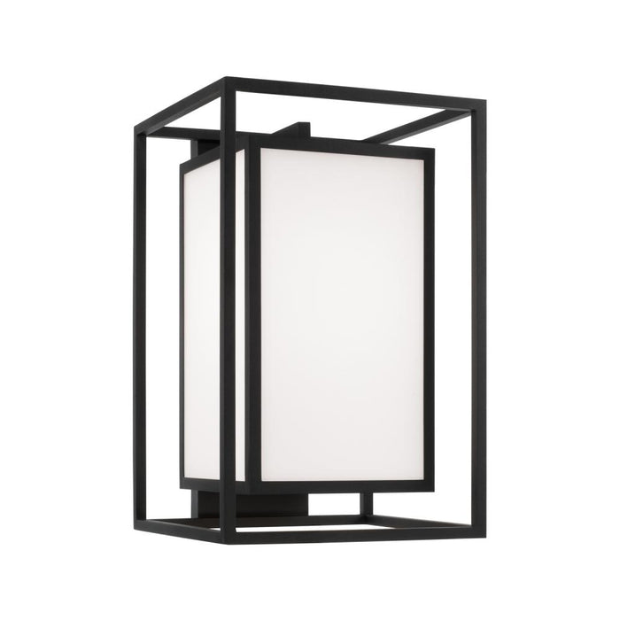 Capital 1-Light Outdoor Modern Square Rectangle Wall Lantern in Black with Soft White Glass