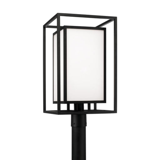 Capital 1-Light Outdoor Modern Square Rectangle Post Lantern in Black with Soft White Glass