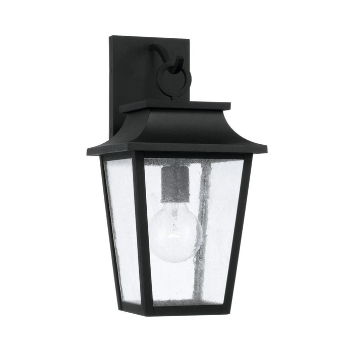 1-light Outdoor Tapered Wall Lantern In Black With Ripple Glass | 953311BK