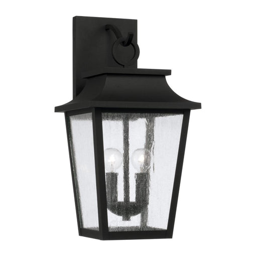 2-light Outdoor Tapered Wall Lantern In Black With Ripple Glass | 953321BK