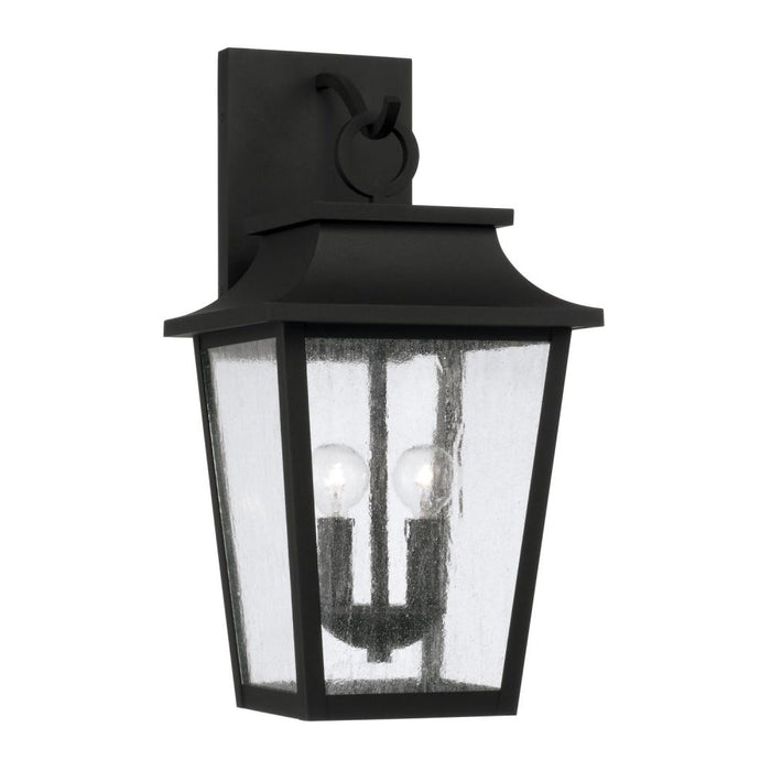 2-light Outdoor Tapered Wall Lantern In Black With Ripple Glass | 953321BK