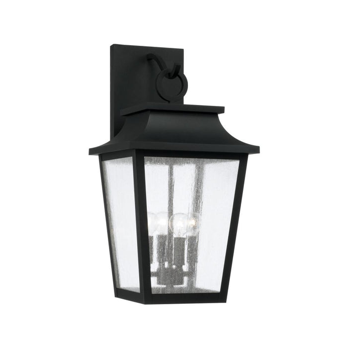 Capital 4-Light Outdoor Tapered Wall Lantern in Black with Ripple Glass