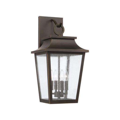 Capital 4-Light Outdoor Tapered Wall Lantern in Oiled Bronze with Ripple Glass