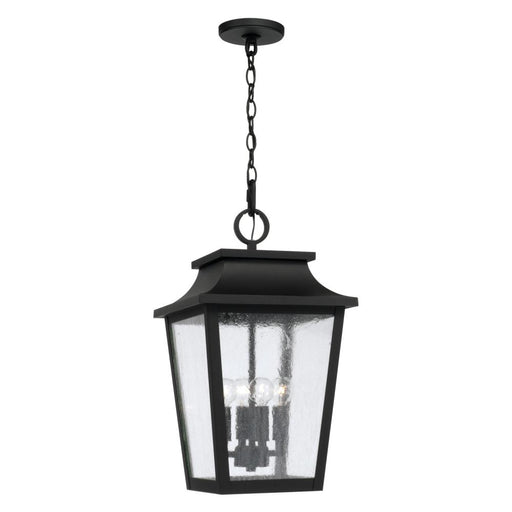 Capital 4-Light Outdoor Tapered Hanging Lantern in Black with Ripple Glass