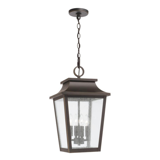 4-light Outdoor Tapered Hanging Lantern In Oiled Bronze With Ripple Glass | 953344OZ