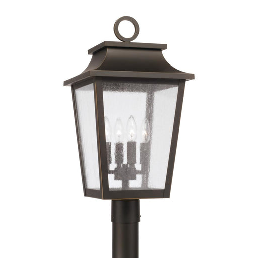 4-light Outdoor Tapered Post Lantern In Oiled Bronze With Ripple Glass | 953345OZ
