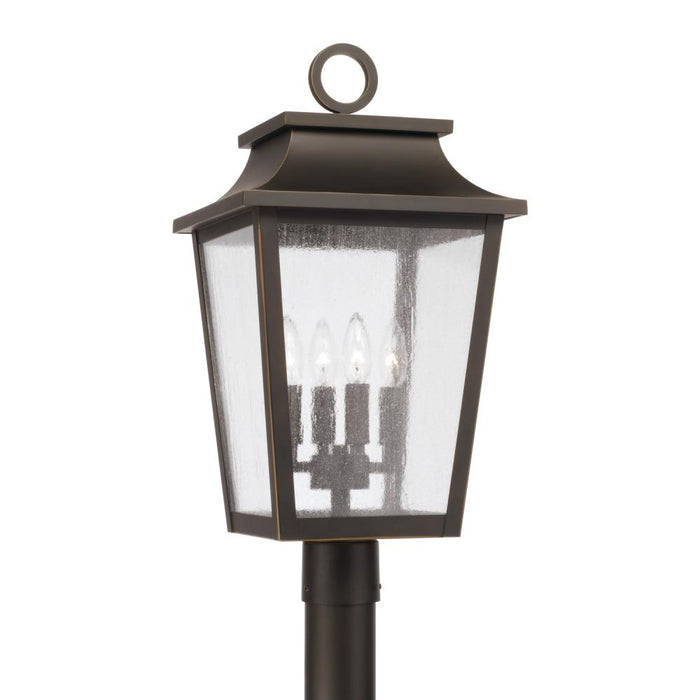 4-light Outdoor Tapered Post Lantern In Oiled Bronze With Ripple Glass | 953345OZ