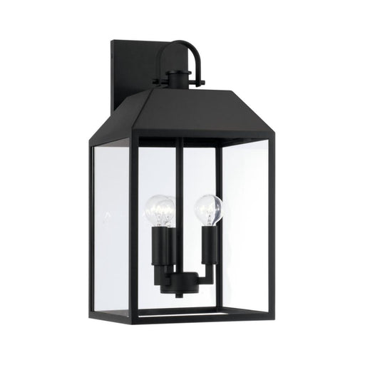 Capital 3-Light Outdoor Square Rectangle Wall Lantern in Black with Clear Glass